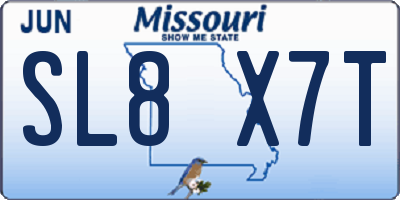 MO license plate SL8X7T