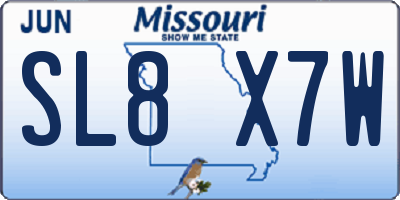 MO license plate SL8X7W
