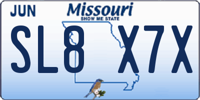 MO license plate SL8X7X