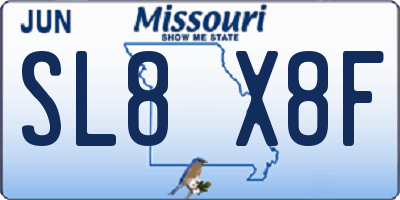 MO license plate SL8X8F