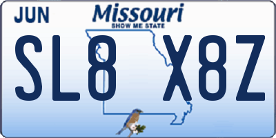 MO license plate SL8X8Z