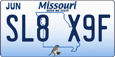 MO license plate SL8X9F