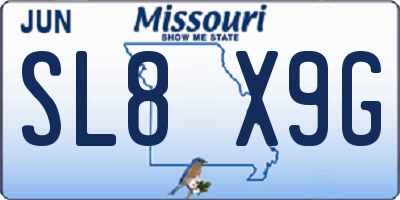 MO license plate SL8X9G
