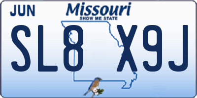 MO license plate SL8X9J
