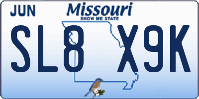 MO license plate SL8X9K