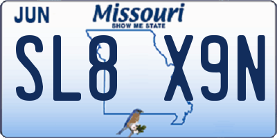 MO license plate SL8X9N