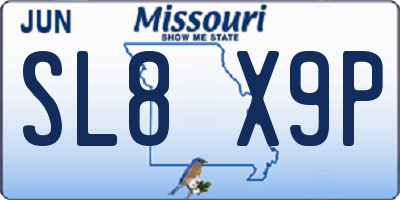 MO license plate SL8X9P