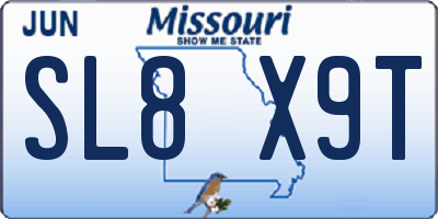 MO license plate SL8X9T