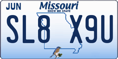 MO license plate SL8X9U