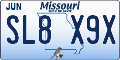 MO license plate SL8X9X