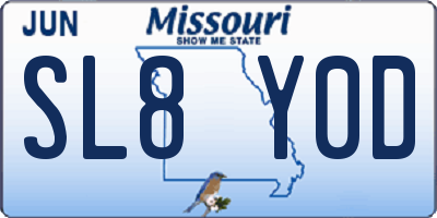 MO license plate SL8Y0D