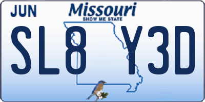 MO license plate SL8Y3D