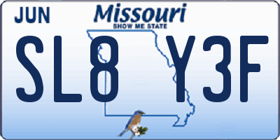 MO license plate SL8Y3F