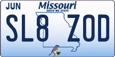 MO license plate SL8Z0D