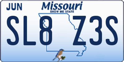 MO license plate SL8Z3S
