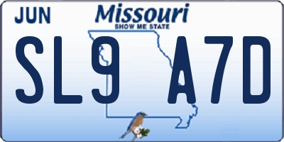 MO license plate SL9A7D