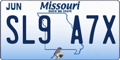 MO license plate SL9A7X