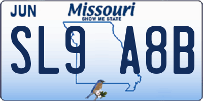 MO license plate SL9A8B