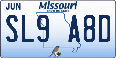 MO license plate SL9A8D