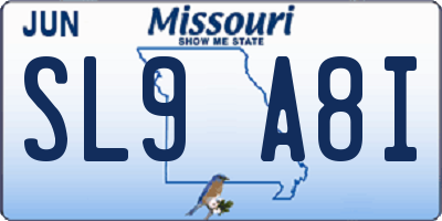MO license plate SL9A8I