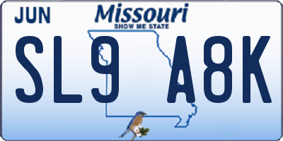 MO license plate SL9A8K