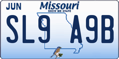 MO license plate SL9A9B