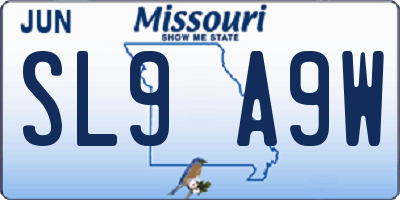 MO license plate SL9A9W