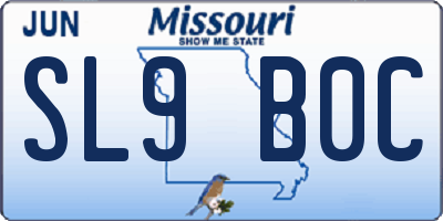 MO license plate SL9B0C