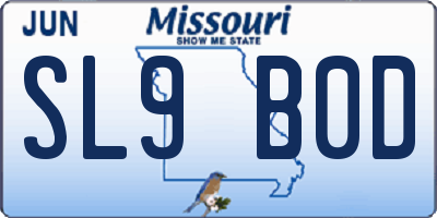 MO license plate SL9B0D