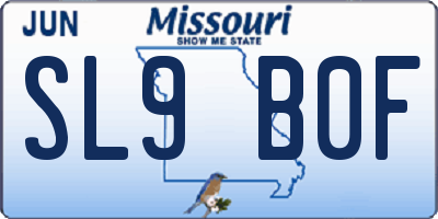 MO license plate SL9B0F