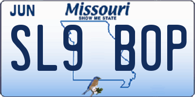 MO license plate SL9B0P