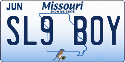 MO license plate SL9B0Y