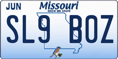 MO license plate SL9B0Z