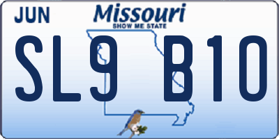 MO license plate SL9B1O