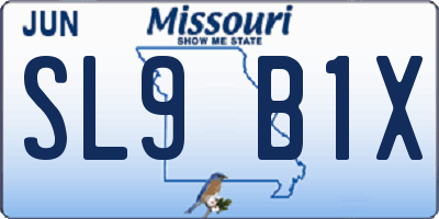 MO license plate SL9B1X