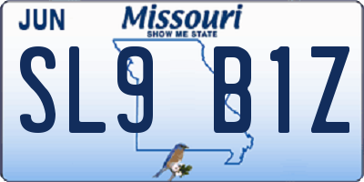 MO license plate SL9B1Z