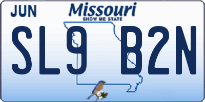 MO license plate SL9B2N
