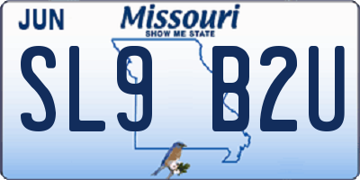MO license plate SL9B2U