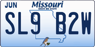 MO license plate SL9B2W
