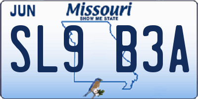 MO license plate SL9B3A
