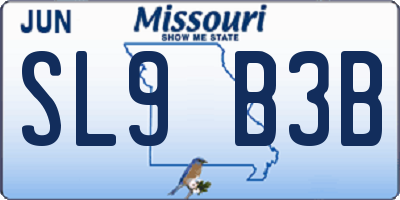 MO license plate SL9B3B