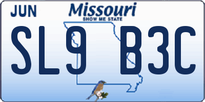 MO license plate SL9B3C
