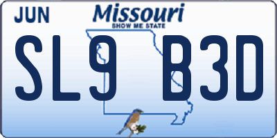 MO license plate SL9B3D