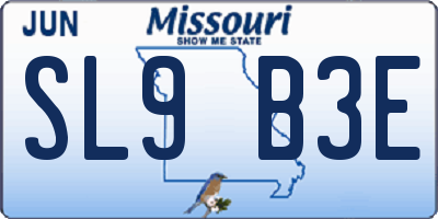 MO license plate SL9B3E
