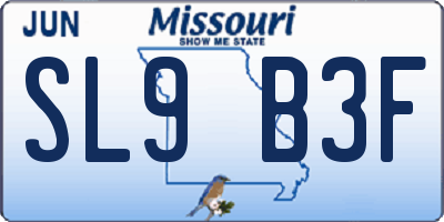MO license plate SL9B3F