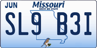 MO license plate SL9B3I