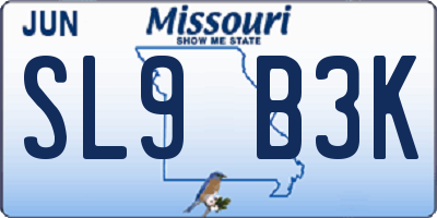MO license plate SL9B3K