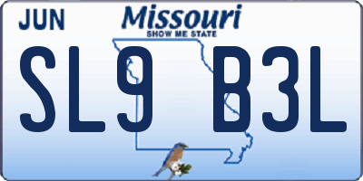 MO license plate SL9B3L