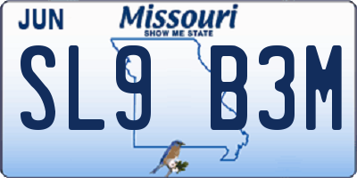 MO license plate SL9B3M