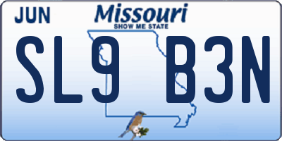 MO license plate SL9B3N
